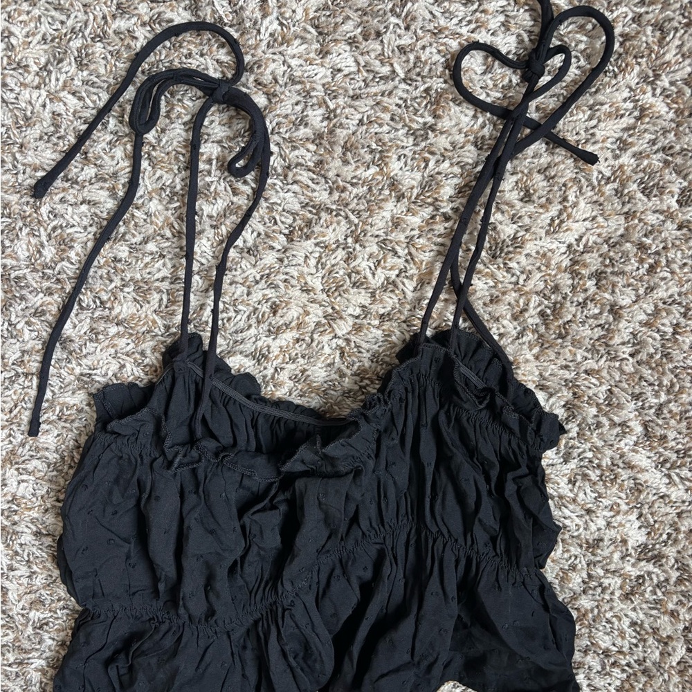 Black Ruffled Women's Top